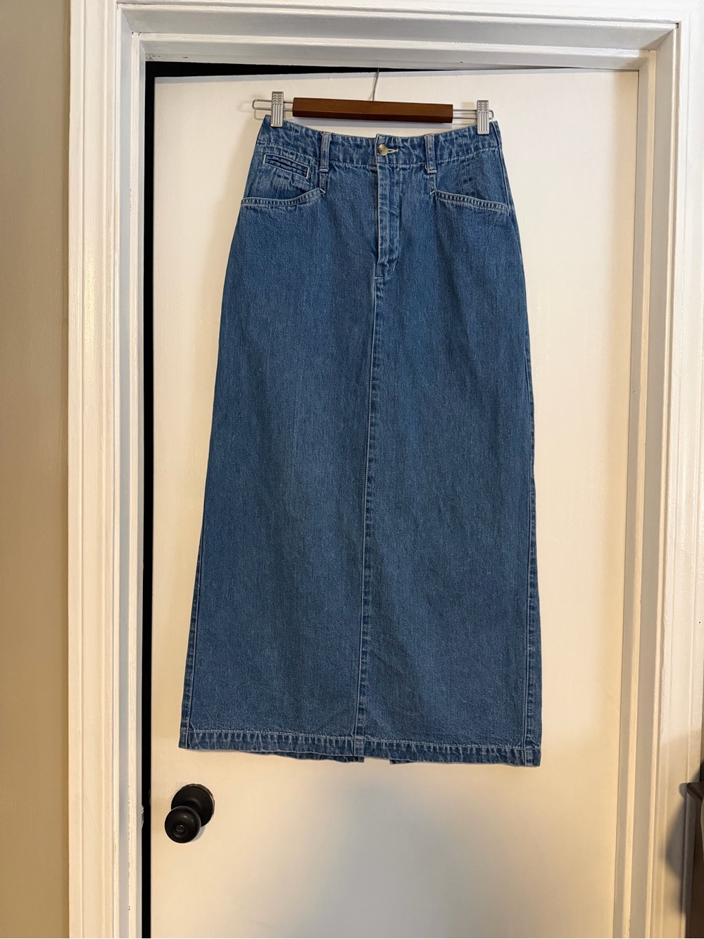 Eddie Bauer Light Blue Denim Skirt with Logo Tag